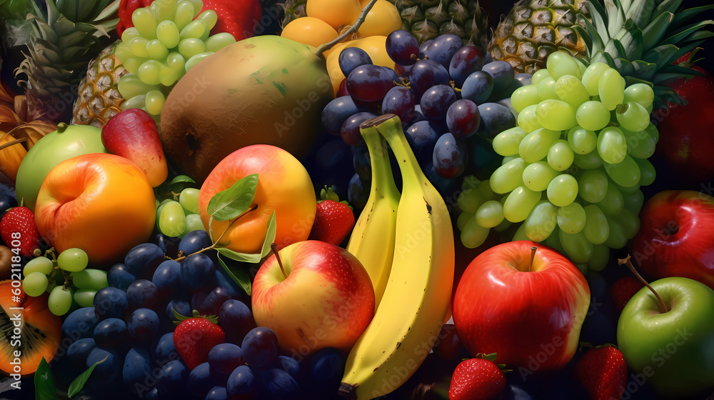 large-variety-of-fresh-fruits-background-image-top-view-stock