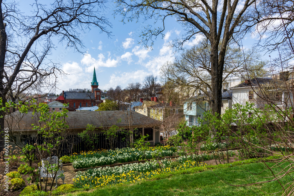 A view of Stauton Virginia from the garden of Woodrow Wilson's boyhood home.