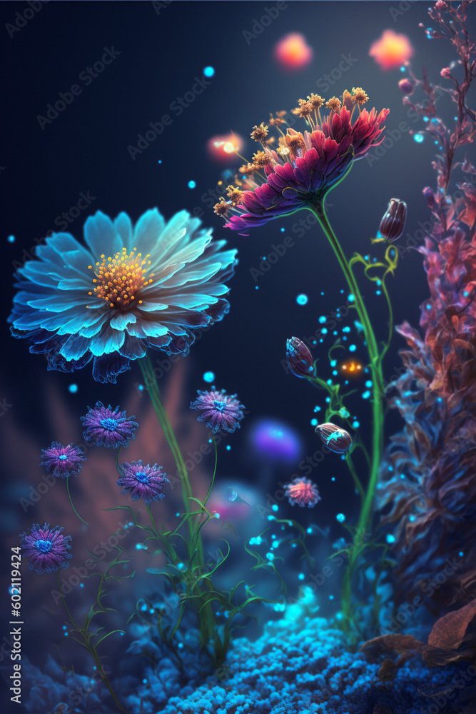 Fantasy flower, fantasy art magic, fantasy flowers plant art, Generative AI