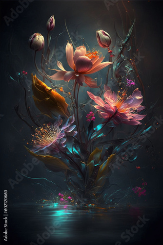 Fantasy flower  fantasy art magic  fantasy flowers plant art  Generative AI