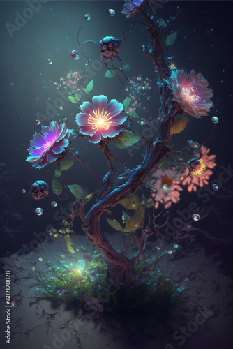 Fantasy flower, fantasy art magic, fantasy flowers plant art, Generative AI