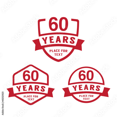60 years anniversary celebration logotype. 60th anniversary logo collection. Set of anniversary design template. Vector illustration.