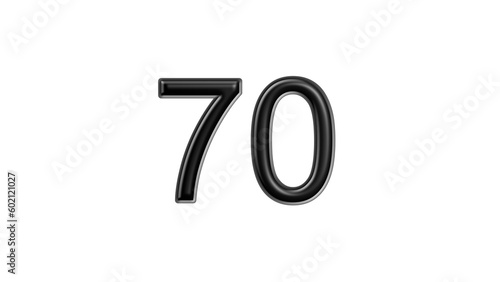 70 black lettering white background year number