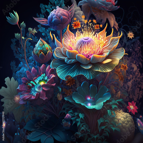 Fantasy flower, fantasy art magic, fantasy flowers plant art, Generative AI © Florence