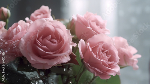 A small bouquet of pink roses