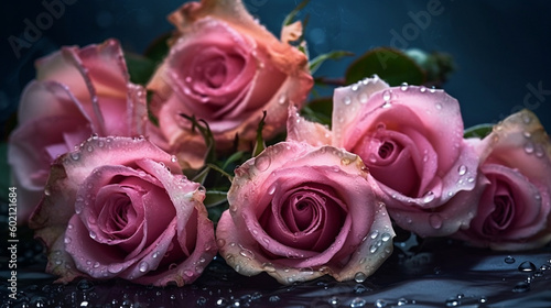 A small bouquet of pink roses