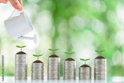 Quadro su tela Long-term financial goal setting for most people, financial concept : Hand pours