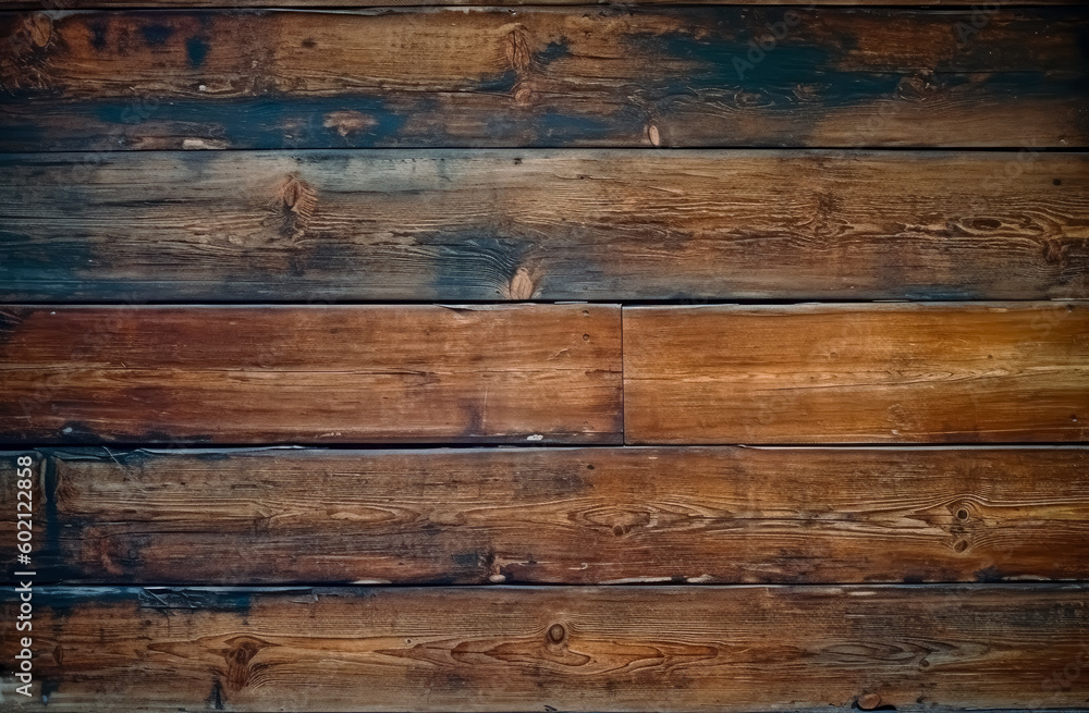Naklejka premium Wooden planks as a wall background texture, in the style of dark brown, antique look of wooden plank seamless texture. Generative Ai.