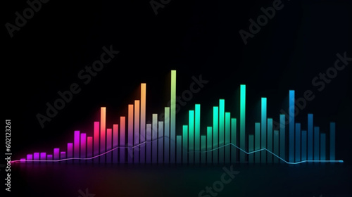 Graphs without data for presentations. Company, market, variable and ascending graphs. Colorful and minimalist graphics. Image generated by AI. 