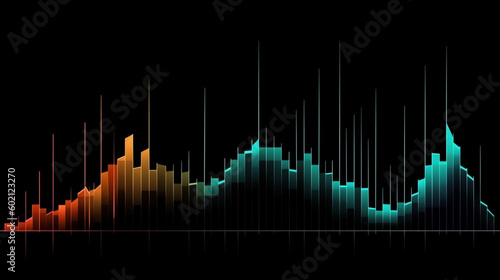 Graphs without data for presentations. Company, market, variable and ascending graphs. Colorful and minimalist graphics. Image generated by AI. 