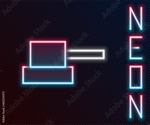 Glowing neon line Spray can nozzle cap icon isolated on black background. Colorful outline concept. Vector