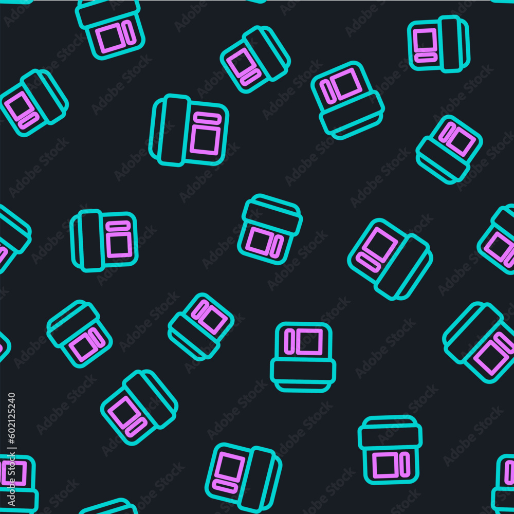Line Telephone handset icon isolated seamless pattern on black background. Phone sign. Vector Line Telephone handset icon isolated seamless pattern on black background. Phone sign. Vector
