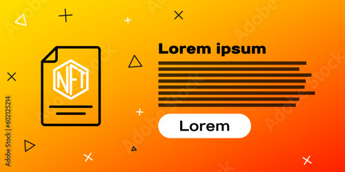 Line NFT contract icon isolated on yellow background. Non fungible token. Digital crypto art concept. Colorful outline concept. Vector