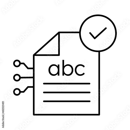 Spell check icon. Spell-checker icon. Proofreading icon. Vector line icon with editable stroke.