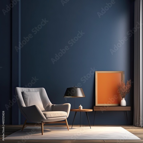 Modern Living Room Interior,Modern vintage interior of living room,Generative, AI, Illustration. © visoot