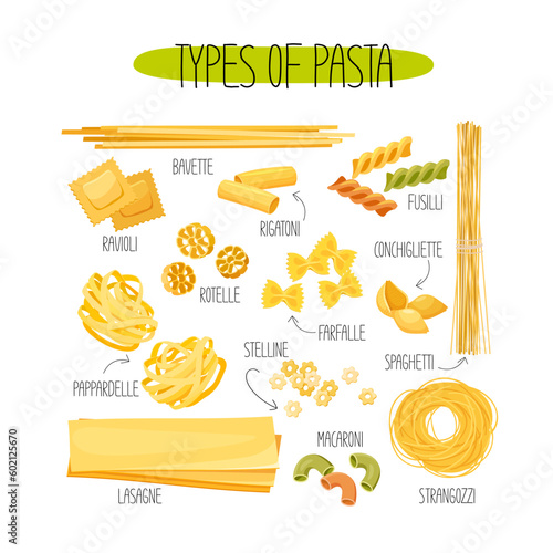 Set of Italian pasta of different kinds 
