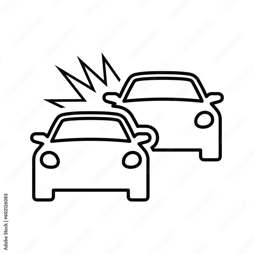 Accident, auto, car icon. Line, outline symbol.