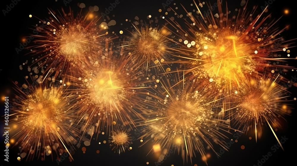 Chinese New Year background with golden fireworks on transparent background. Generative ai Chinese New Year background with golden fireworks on transparent background. Generative ai