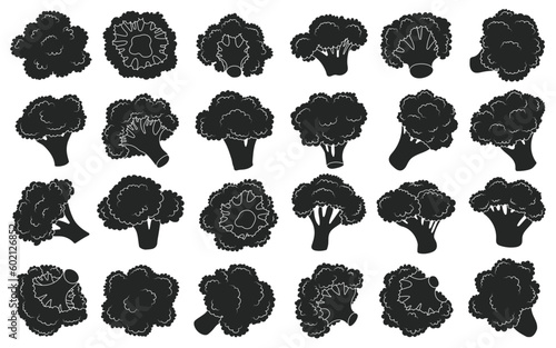 Broccoli crumbs vector black set icon. Vector illustration brocolli cabbage on white background. Isolated black set icon broccoli.