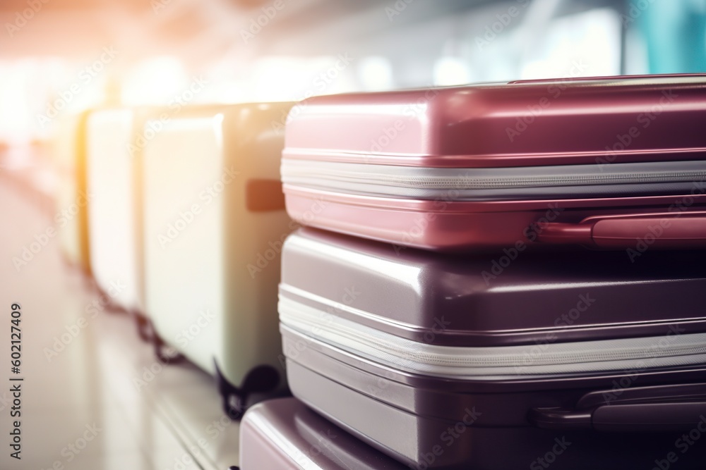 illustration, blurry airport suitcases, ai generative illustration, blurry airport suitcases, ai generative