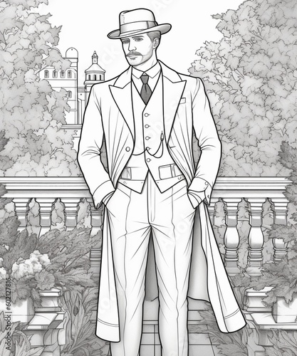 People in Classic Clothes for Coloring