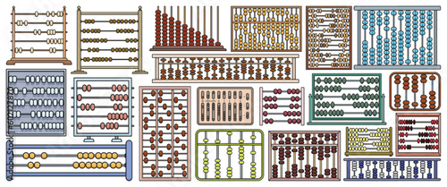 Abacus vector color icon set . Collection vector illustration tool for counting on white background.Isolated color illustration icon set of abacus for web design