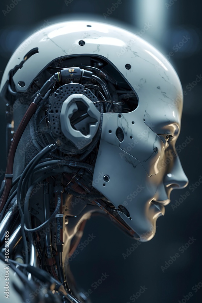 illustration, humanoid head, ai generative illustration, humanoid head, ai generative