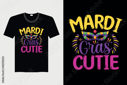 Mardi Gras Cutie - Mardi Gras T-shirt Design, Vector Graphic, Vintage, Typography, T-shirt Vector