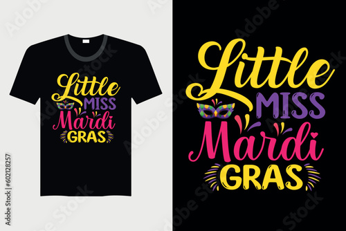 Little Miss Mardi Gras - Mardi Gras T-shirt Design, Vector Graphic, Vintage, Typography, T-shirt Vector