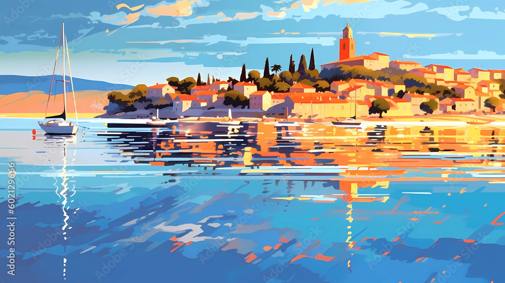Beautiful view of the small town of Saint-Tropez, France