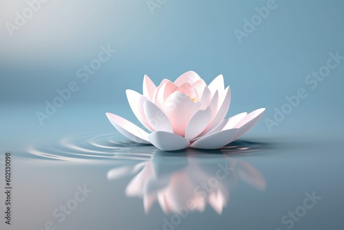 Zen lotus flower on water, meditation, serenity and spirituality concept, illustration generative ai