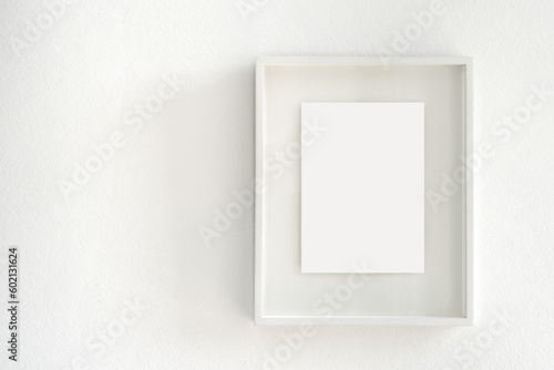stock image presentation white picture frame on white background, mockup, royalty free