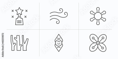 zodiac outline icons set. thin line icons such as excellence, air, gods shield, wood, divinity, affluence vector.