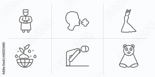 people outline icons set. thin line icons such as qiyam, cough, elegant, ecosystem, sujud, snuggle vector.