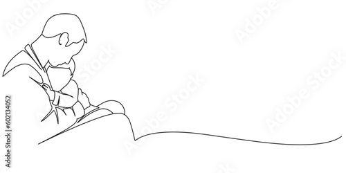 Fathers day line art hand drawn vector illustration
