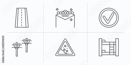 maps and flags outline icons set. thin line icons such as street, las vegas, mark, pole, land slide, dormitory vector.