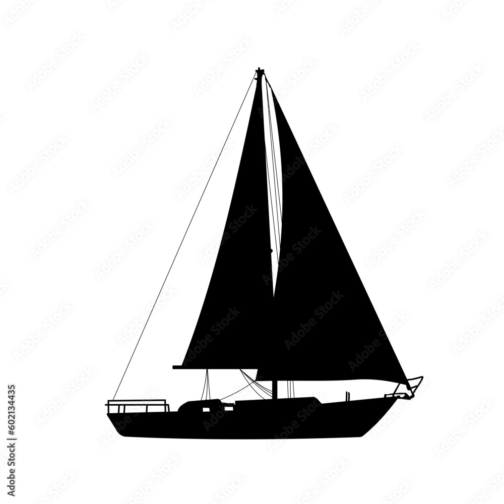 silhouette of a sailboat, silhouette of a yacht	