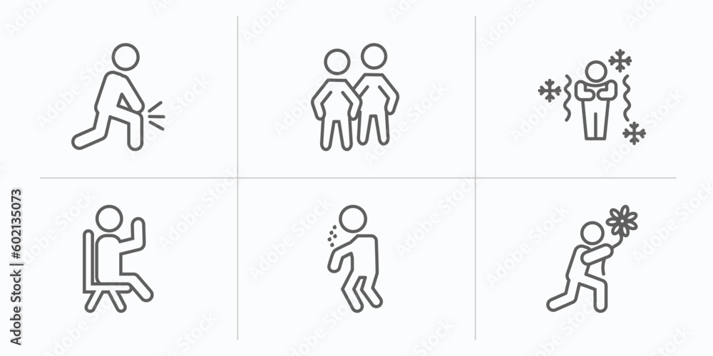 feelings outline icons set. thin line icons such as sore human, content human, chill human, satisfied rough sorry vector. feelings outline icons set. thin line icons such as sore human, content human, chill human, satisfied rough sorry vector.