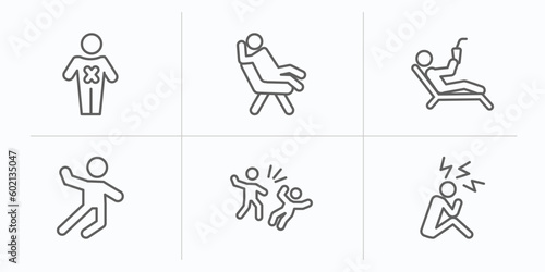 feelings outline icons set. thin line icons such as terrible human, comfortable human, relaxed human, excited bad stressed vector.