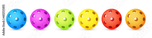 Set of Colorful Pickleball Balls With 26 Holes for Indoor Game