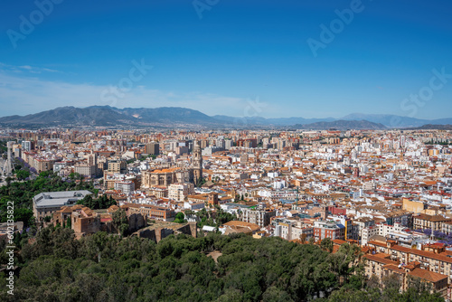 Aerial view of Downtown with Malaga Cathedral - Malaga, Andalusia, Spain © diegograndi