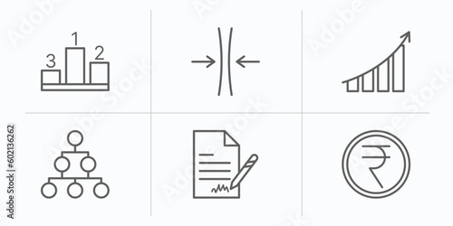 business outline icons set. thin line icons such as ranking factor, thin, graphic progression, hierarchical order, , nepalese vector.