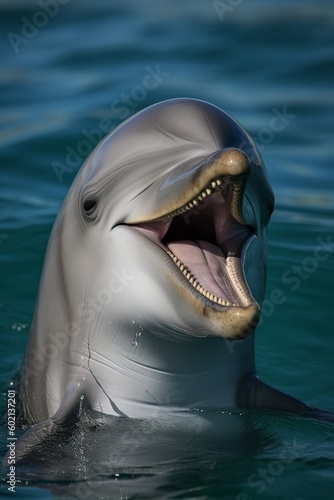 illustration, a dolphin swimming in the sea, generative ai