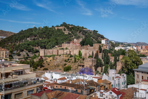 Aerial view of Malaga with Alcazaba Fortress and Gibralfaro Castle - Malaga, Andalusia, Spain photo