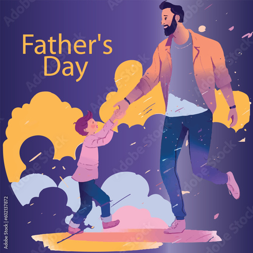Happy Father's Day, father playing with his child, Father's Day greeting card