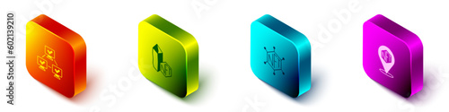 Set Isometric NFT blockchain technology, Digital crypto art, and icon. Vector