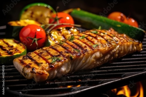Grilled Fish Fillet with BBQ Vegetables, generated by AI