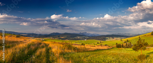 Kacwin i okolice - Bacówka i krajobraz Spiszu. Panorama pięknego krajobrazu wiejskich pól. 