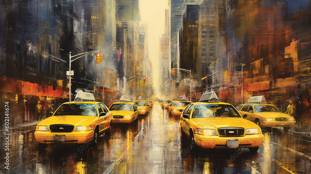 Obraz premium New York Yellow Cab Street Scene