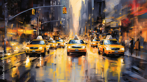 New York Yellow Cab Street Scene